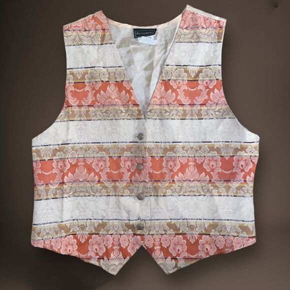Vintage Anxiety Brocade Striped Tapestry Vest - Picture 1 of 5